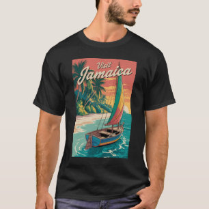 Camiseta Ilustración de barco de Jamaica Arte de viaje vint