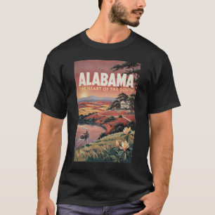 Camiseta Ilustración de barco en el río Alabama Arte de via