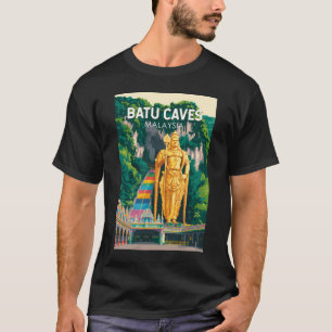 Camiseta Ilustración de Batu Caves Malasia Arte de Viaje Re