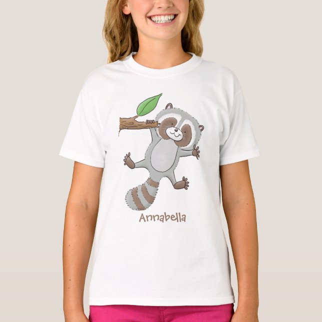 Camiseta Ilustracion de bebé de raccoon feliz lindo (Anverso)