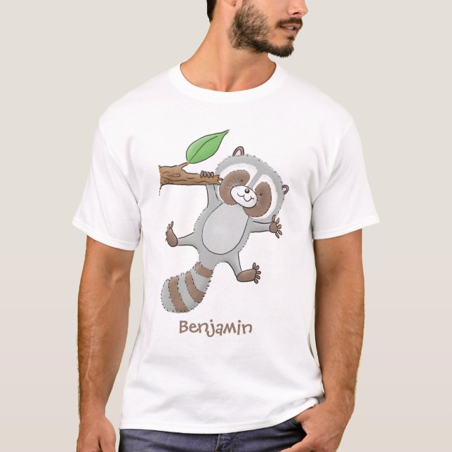 Camiseta Ilustracion de bebé de raccoon feliz lindo (Anverso)