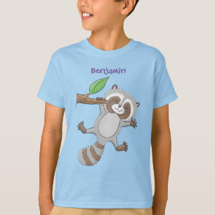 Camiseta Ilustracion de bebé de raccoon feliz lindo