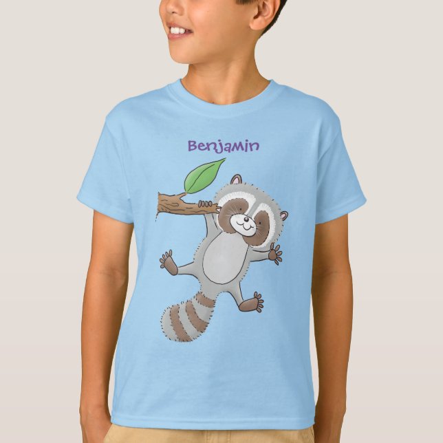 Camiseta Ilustracion de bebé de raccoon feliz lindo (Anverso)