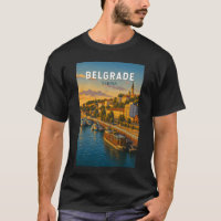 Ilustración de Belgrado Serbia Arte de Viaje Vinta