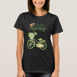 Camiseta Ilustración de bicicleta vintage Hola Primavera
