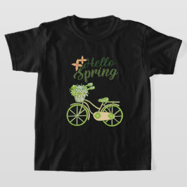 Camiseta Ilustración de bicicleta vintage Hola Primavera