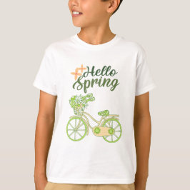Camiseta Ilustración de bicicleta vintage Hola Primavera