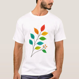 Camiseta Ilustracion de bifurcación de hojas coloridas