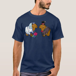 Camiseta Ilustracion de Boda T-Shir de Capybara Bride y Gro