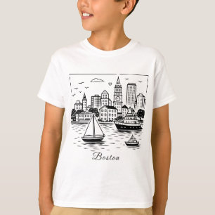 Camiseta Ilustración de Boston de línea negra