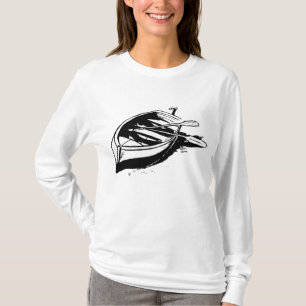 Camiseta Ilustración de bote de remos náutico en blanco y n