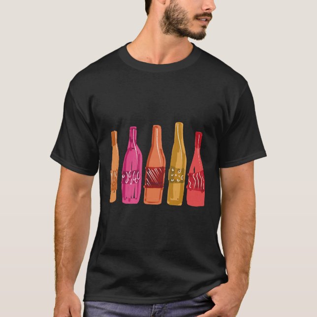 Camiseta Ilustracion de botellas de vino (Anverso)