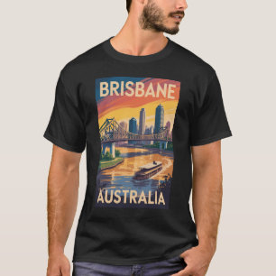 Camiseta Ilustración de Brisbane Australia Arte de Viaje Vi