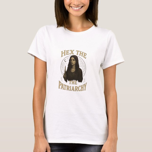 Camiseta Ilustración de bruja wiccana: maldición al patriar (Anverso)