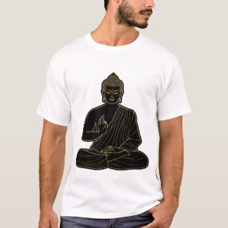 Camiseta Ilustración de Buda Gautama negro y amarillo, Oro