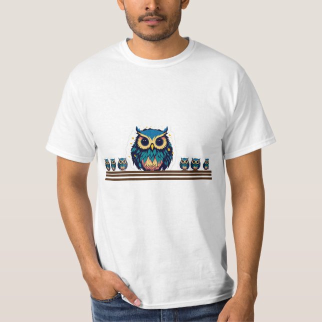 Camiseta Ilustracion de Búho Azul (Anverso)