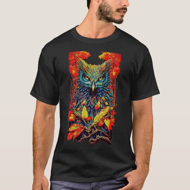Camiseta Ilustracion de búho de bosque (Anverso)