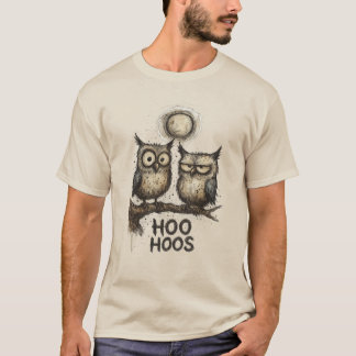 Camiseta Ilustración de búho grunge HOO HOOS – Tinta esquem