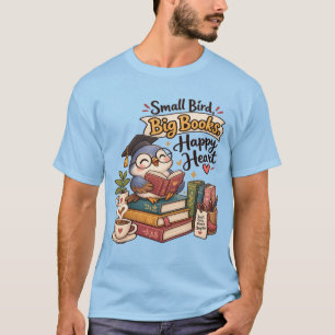 Camiseta Ilustración de búho lindo leyendo libros