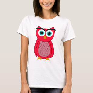 Camiseta Ilustración de búho rosa lindo