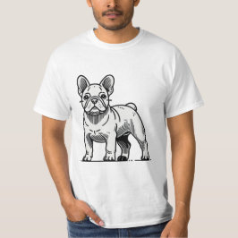 Camiseta Ilustracion de Bulldog francés blanco y negro
