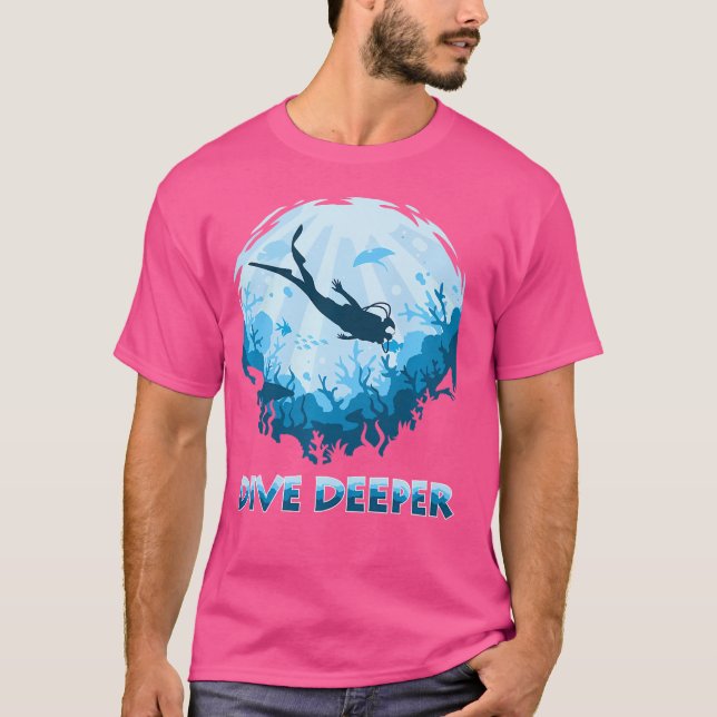 Camiseta Ilustración de buzo acuático de buceo más profundo (Anverso)