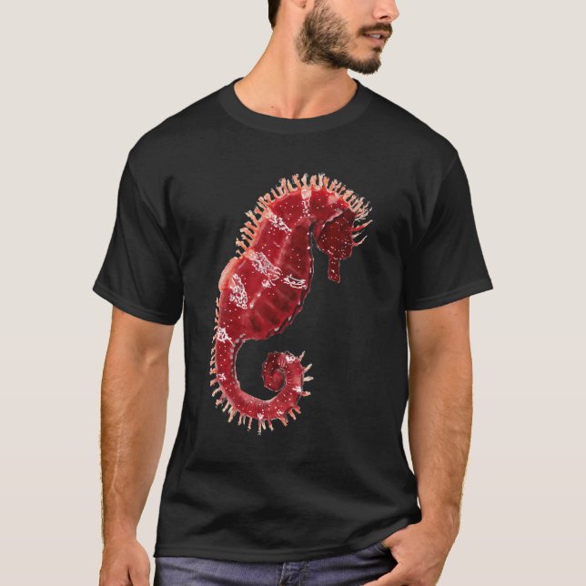 Camiseta Ilustración de caballito de mar rojo (Anverso)