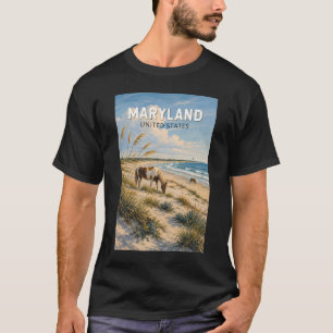 Camiseta Ilustración de Caballo de Maryland Arte de Viaje V