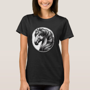 Camiseta Ilustración de caballo en blanco y negro para entu