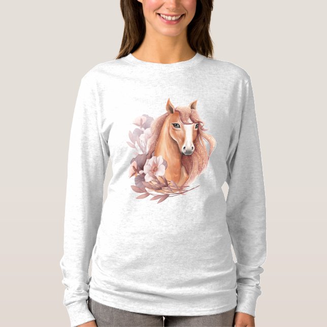Camiseta Ilustración de caballo floral (Anverso)