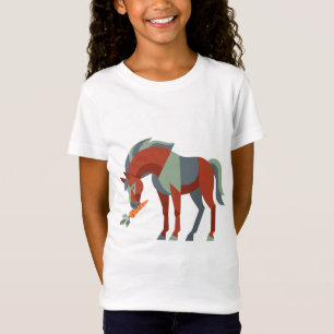 Camiseta Ilustración de caballo geométrico comiendo una zan
