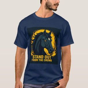 Camiseta Ilustración de caballo negro con diseño ardiente