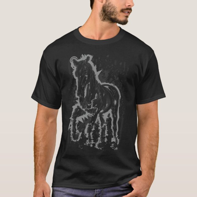 Camiseta Ilustracion de caballos Caballo Cabalgando en un r (Anverso)