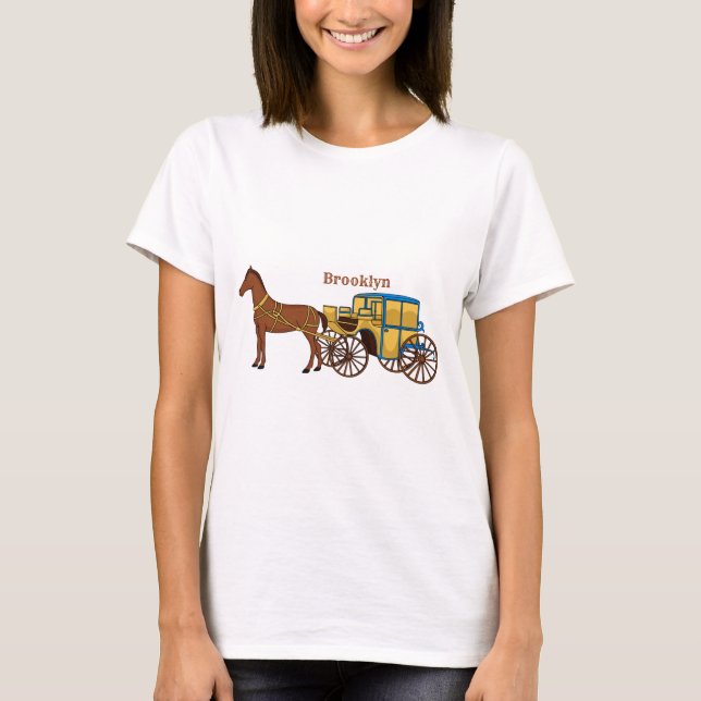 Camiseta Ilustracion de caballos y carruajes reales (Anverso)