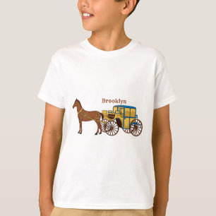 Camiseta Ilustracion de caballos y carruajes reales