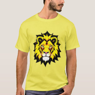 Camiseta Ilustración de cabeza de león con detalles intrinc