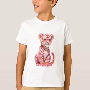 Camiseta Ilustración de cachorro de tigre con rayas rosadas
