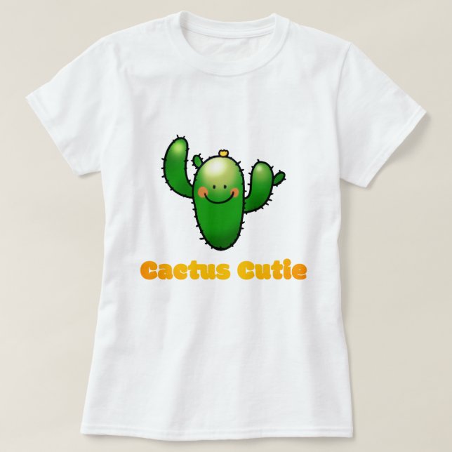Camiseta Ilustración de cactus sonriente lindo (Diseño del anverso)