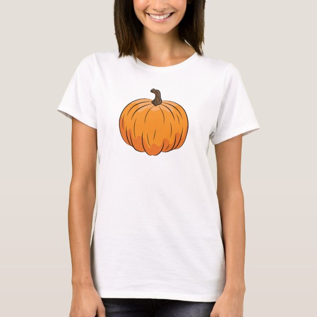 Camiseta Ilustracion de calabaza Personalizado naranja (Anverso)