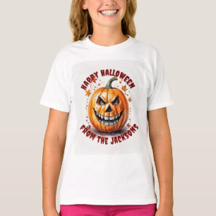 Camiseta ilustracion de calabaza tallada Feliz Halloween