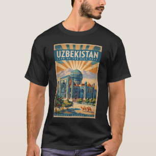 Camiseta Ilustración de camello de Uzbekistán Arte de viaje