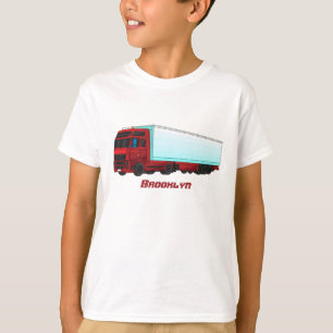 Camiseta Ilustracion de camión de remolques rojos