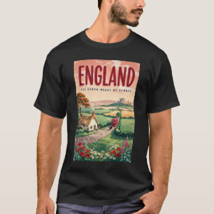Camiseta Ilustración de campo inglés Arte de viaje retro