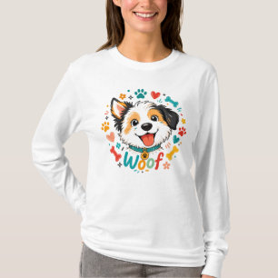 Camiseta Ilustración de cara de cachorro linda Woof