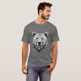 Camiseta Ilustracion de cara geométrica del oso poligonal