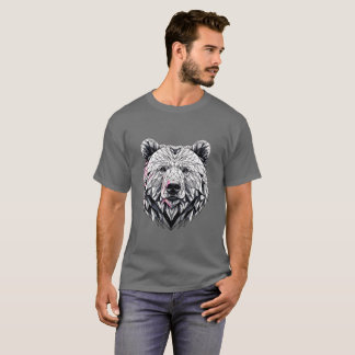 Camiseta Ilustracion de cara geométrica del oso poligonal