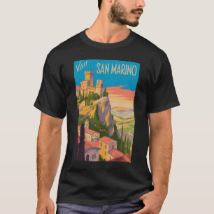 Camiseta Ilustración de Castillo de San Marino Arte de Viaj
