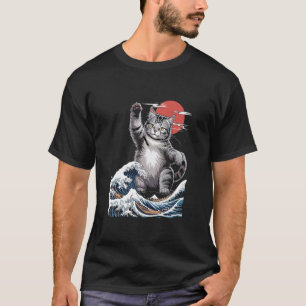 Camiseta Ilustración de Catzilla Great Wave Mashup Manga La