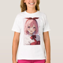 Ilustración de chica anime linda con cabello rosa