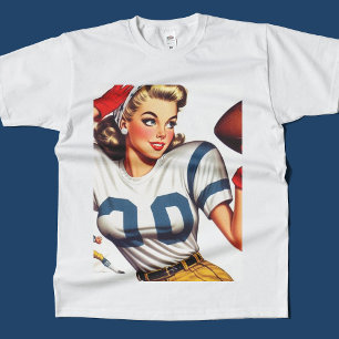 Camiseta Ilustracion de Chica de fútbol de época